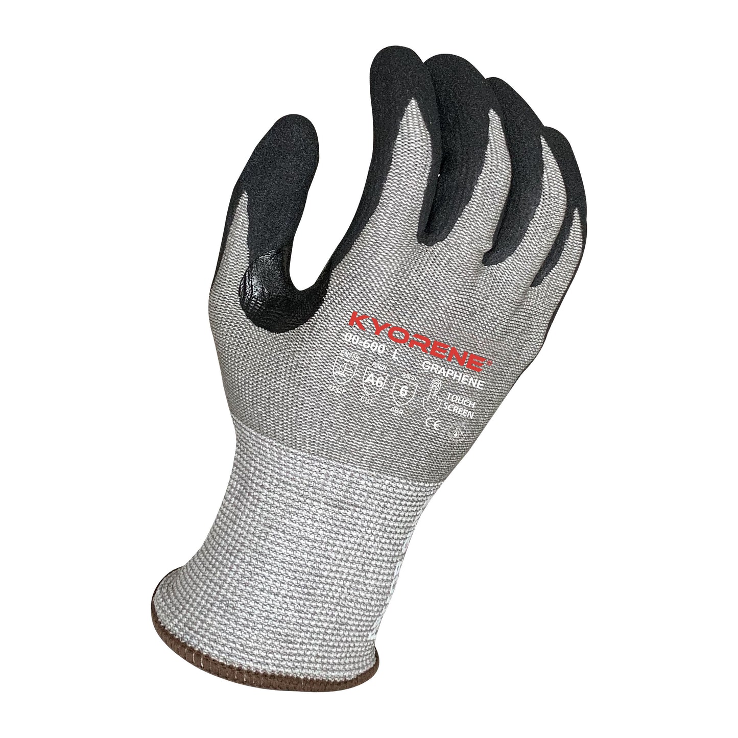 13g Gray Kyorene® Liner With Black HCT ®Micro Foam Nitrile Palm Coating And Reinforced Thumb Crotch, ANSI A6