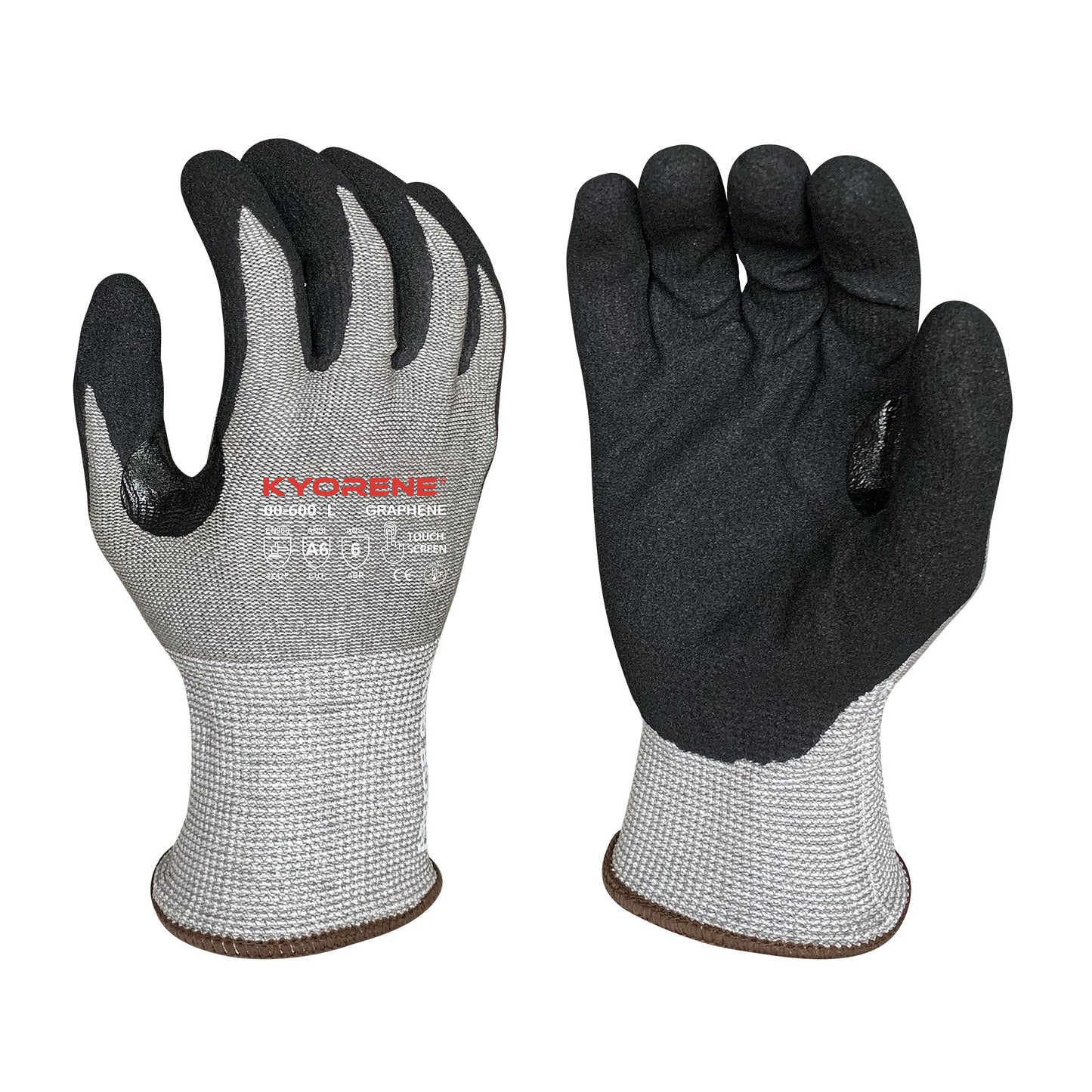 13g Gray Kyorene® Liner With Black HCT ®Micro Foam Nitrile Palm Coating And Reinforced Thumb Crotch, ANSI A6