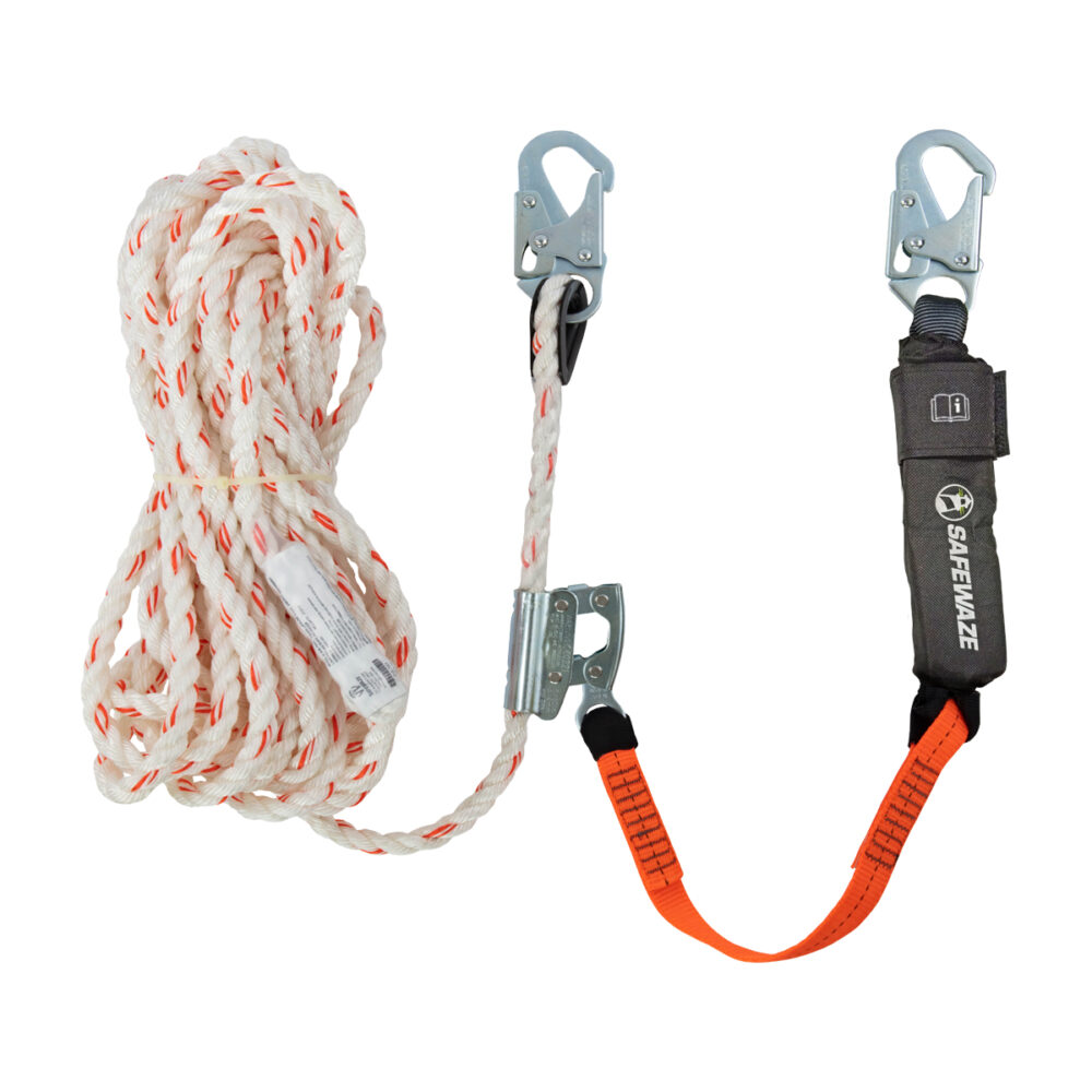 V-Line 50′ Vertical Lifeline Assembly: Snap Hook, Rope Grab, EA Lanyard