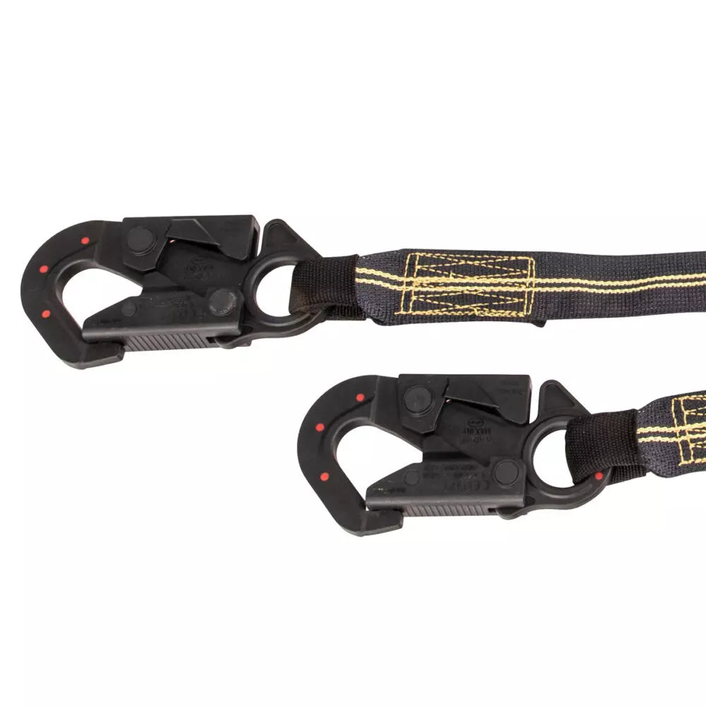 Arc Flash 6′ Energy Absorbing Lanyard: Aramid, Dual Leg, Dielectric Snap Hooks