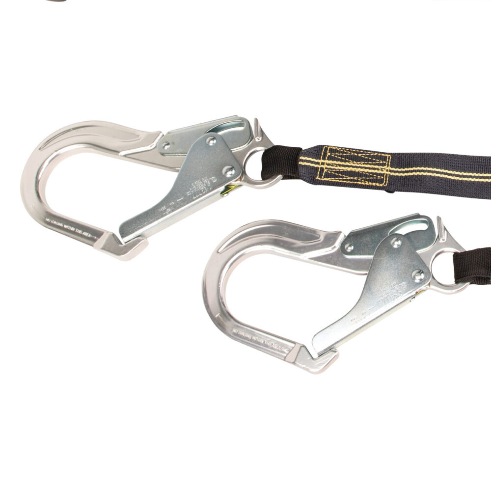 Arc Flash 6′ Energy Absorbing Lanyard: Aramid, Dual Leg, Alu Rebar Hooks