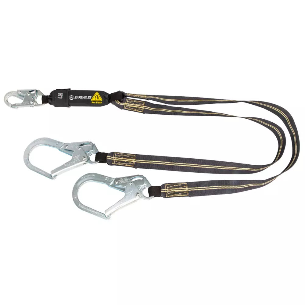 Arc Flash 6′ Energy Absorbing Lanyard: Aramid, Dual Leg, Rebar Hooks