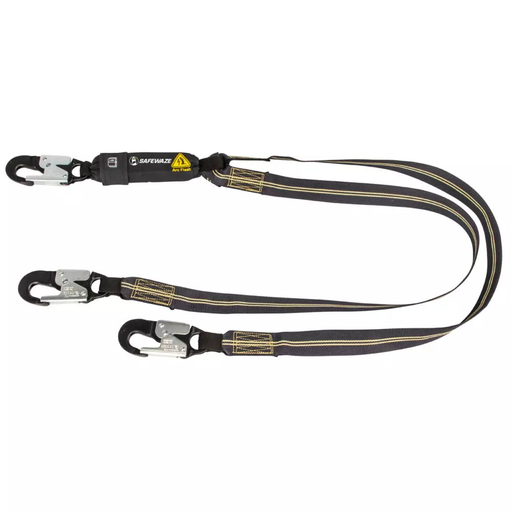 Arc Flash 6′ Energy Absorbing Lanyard: Aramid, Dual Leg, Alu Snap Hooks