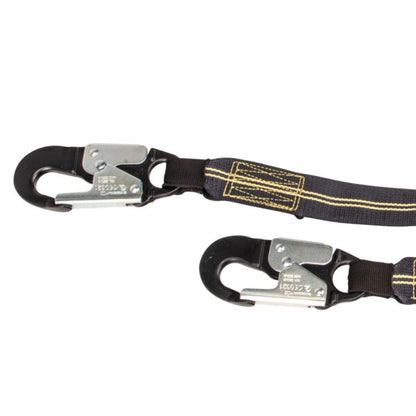 Arc Flash 6′ Energy Absorbing Lanyard: Aramid, Dual Leg, Alu Snap Hooks