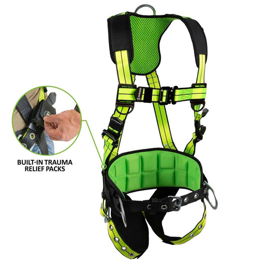 PRO+ Construction Harness: 3D, QC Chest, TB Legs, Trauma Relief