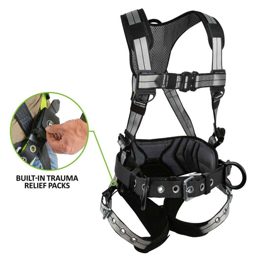 PRO+ Slate Construction Harness: Alu 3D, Alu QC Chest, TB Legs, Trauma Relief