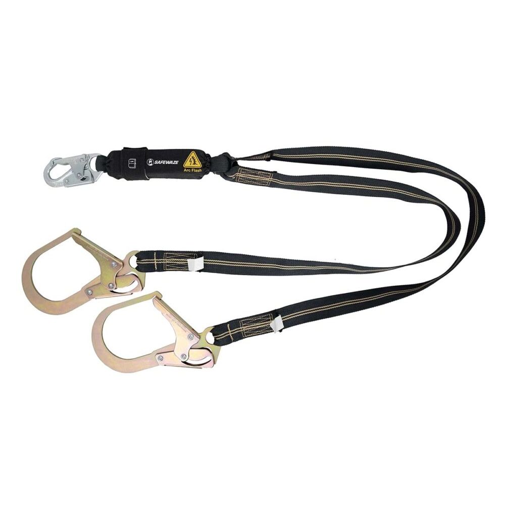 Arc Flash 6′ Energy Absorbing Lanyard: 12’FF, Aramid, Dual Leg, Tower Rebar Hook