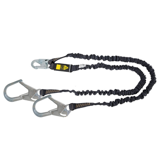 Arc Flash 6′ Internal Energy Absorbing Lanyard: Aramid, Dual Leg, Rebar Hooks