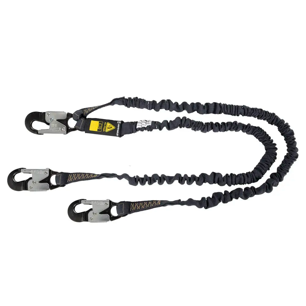 Arc Flash 6′ Internal Energy Absorbing Lanyard: Aramid, Dual Leg, Alu Snap Hooks