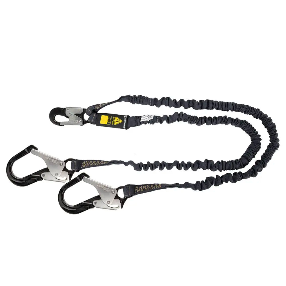 Arc Flash 6′ Internal Energy Absorbing Lanyard: Aramid, Dual Leg, Alu Rebar Hooks