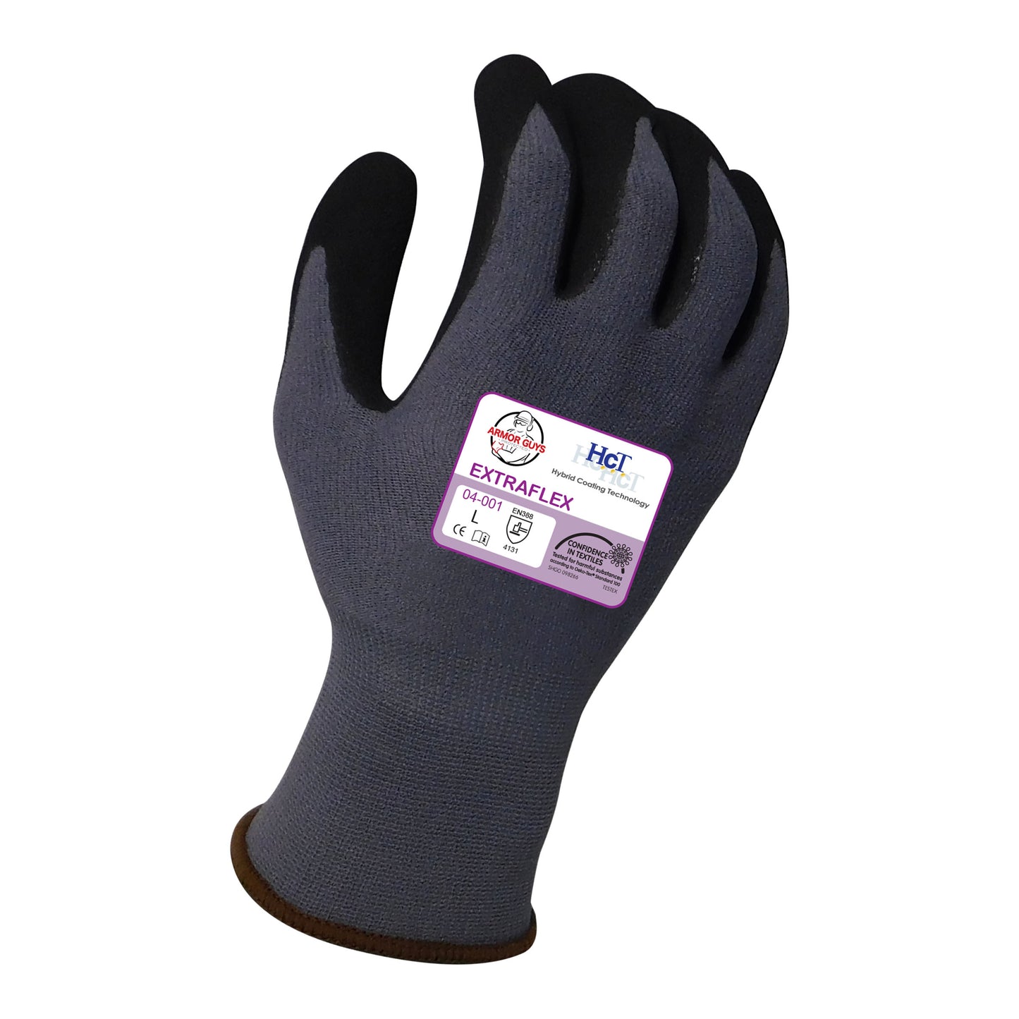 15g ExtraFlex® Gray Nylon Liner With Black HCT® Micro Foam Nitrile Palm Coating