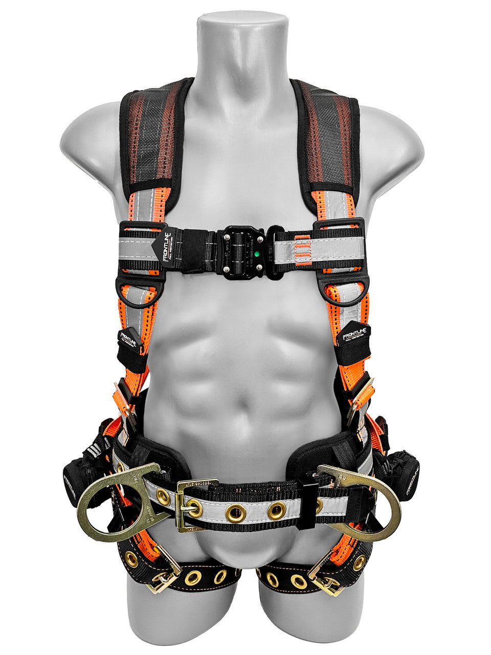 Combat™ Reflective Construction Full Body Harness with Tongue Buckle Legs and Trauma Straps 100RCTB