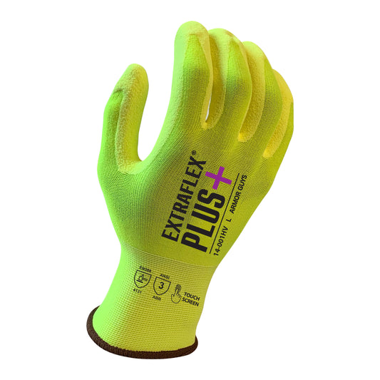 15 Gauge, ExtraFlex Plus® Hi Vis Nylon Liner, Hi Vis HCT® Micro Foam Nitrile Palm Coating, Touch Screen