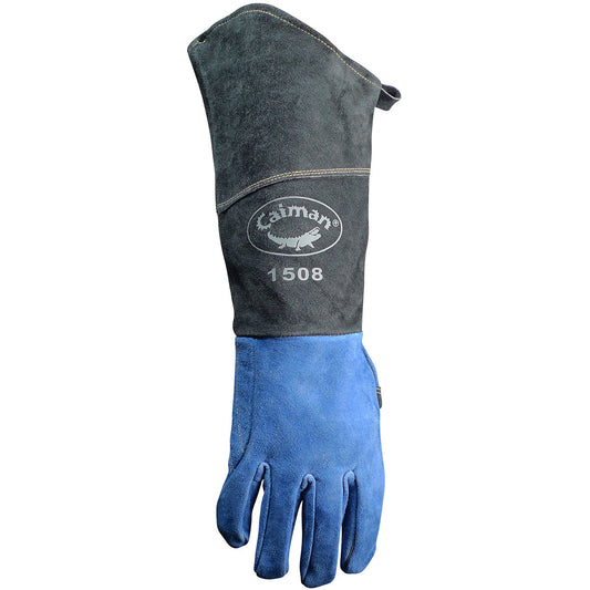 Caiman® - Premium Split Cowhide MIG/Stick Welder's Glove with Fleece Lining and Scalloped Cuff - 18" Length