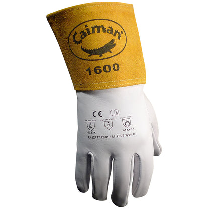 Caiman® - Premium Goat Grain TIG Welder's Glove with a 4" Gold Extended Cuff