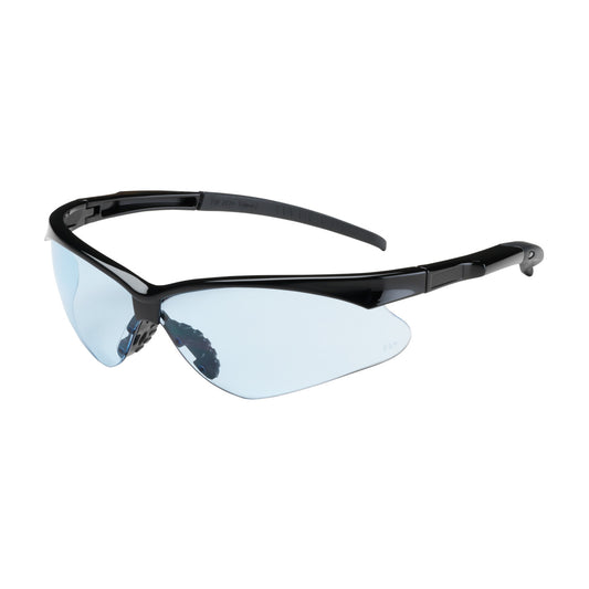 Semi-Rimless Safety Glasses with Black Frame, Light Blue Lens and Anti-Scratch Coating