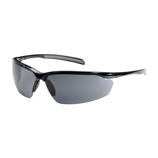 Semi-Rimless Safety Glasses with Gloss Black Frame, Gray Lens and Anti-Scratch / Anti-Fog Coating