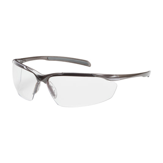 Semi-Rimless Safety Glasses with Gloss Bronze Frame, Clear Lens and Anti-Scratch / Anti-Reflective Coating