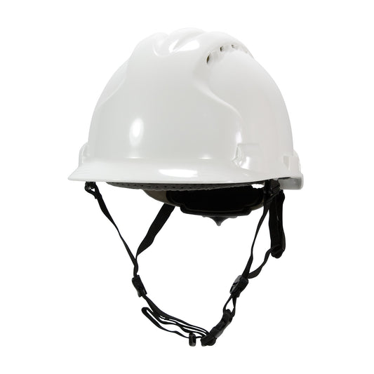 MK8 Evolution® Vented, Type II Linesman Safety Helmet with HDPE Shell, EPS Impact Liner, Polyester Suspension, Wheel Ratchet Adjustment and 4-Point Chin Strap