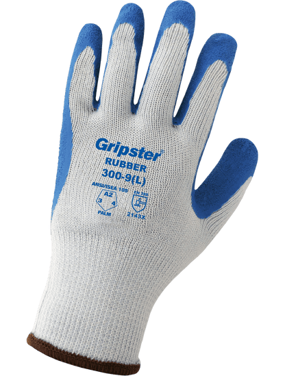 Gripster® Etched Rubber Coated 10-Gauge Gray Polyester Gloves with Cut, Abrasion, and Puncture Resistance - 300