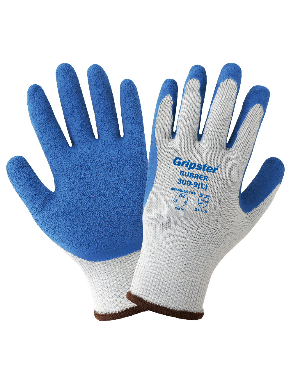 Gripster® Etched Rubber Coated 10-Gauge Gray Polyester Gloves with Cut, Abrasion, and Puncture Resistance - 300