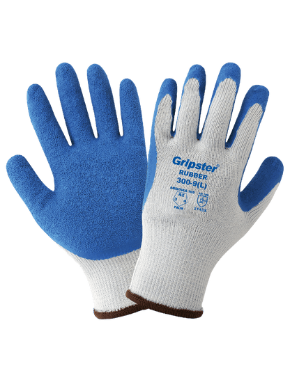 Gripster® Etched Rubber Coated 10-Gauge Gray Polyester Gloves with Cut, Abrasion, and Puncture Resistance - 300