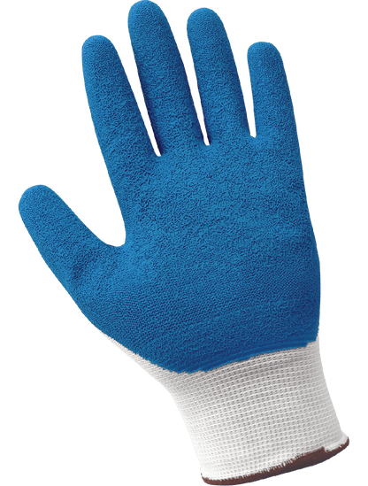 Gripster® General Purpose Cut, Abrasion, and Puncture Resistant Gloves, 13-Gauge White Polyester with a Blue Etched Rubber Coating - 360E