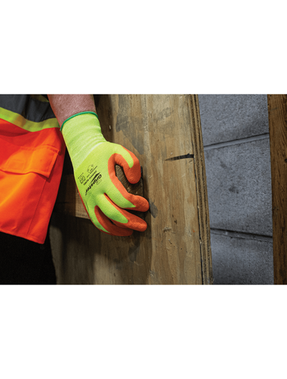 Gripster® Orange Etched Rubber Coated High-Visibility Lightweight Gloves with Cut, Abrasion, and Puncture Protection - 360HV