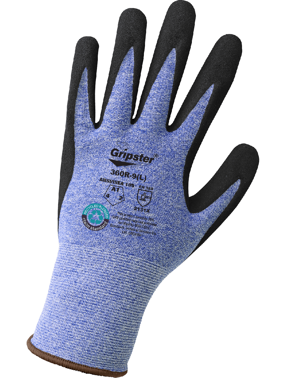 Gripster® General Purpose 15-Gauge Rubber Coated FDA Compliant Gloves Made with Recycled Polyester - 360R