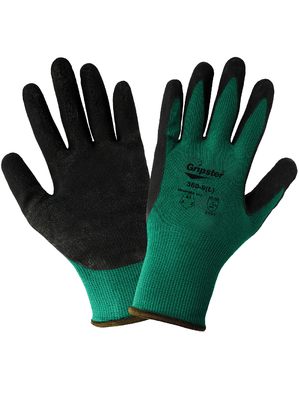 Gripster® Black Foam Rubber Coated Flexible Nylon Multi-Purpose Gloves with Cut, Abrasion, and Puncture Resistance - 360