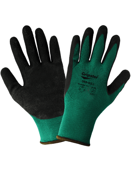 Gripster® Black Foam Rubber Coated Flexible Nylon Multi-Purpose Gloves with Cut, Abrasion, and Puncture Resistance - 360