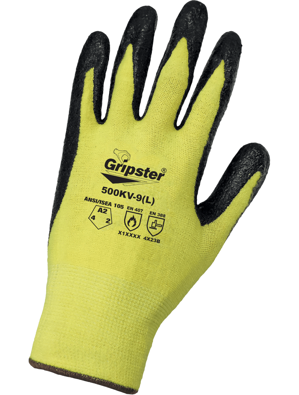 Gripster® Yellow Aramid Fiber Nitrile Coated Gloves with Cut, Abrasion, and Puncture Resistance - 500KV