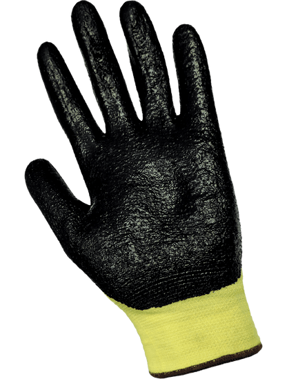 Gripster® Yellow Aramid Fiber Nitrile Coated Gloves with Cut, Abrasion, and Puncture Resistance - 500KV