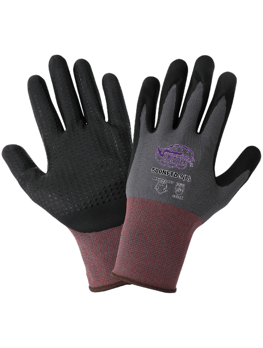 Tsunami Grip® Lightweight Dotted New Foam Technology Coated Nylon/Spandex Gloves with Cut, Abrasion, and Puncture Resistance - 500NFTD