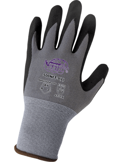 Tsunami Grip® FDA Compliant New Foam Technology Nitrile Coated Retail Ready Gloves with Cut, Abrasion, and Puncture Resistance - 500NFT-T