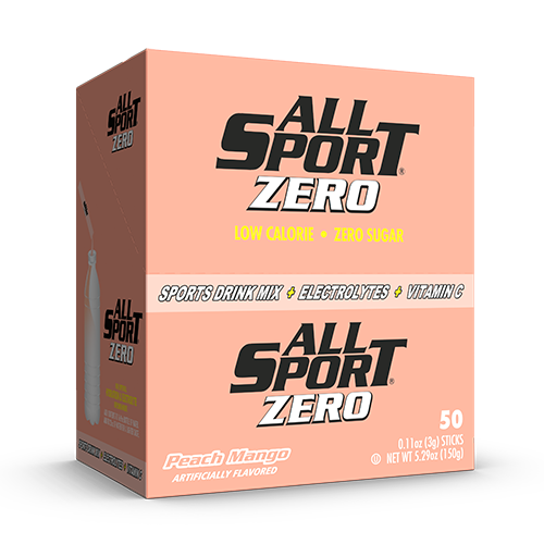 All Sport .11 Ounce Peach Mango Flavor ZERO Electrolyte Powder Mix Stick Sugar Free/Low Calorie Electrolyte Drink (50 Per Box)