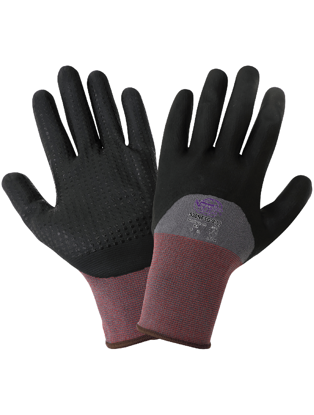 Tsunami Grip® Lightweight New Foam Technology Nitrile Three-Quarter Coated Nylon/Spandex Dotted Gloves with Cut, Abrasion, and Puncture Resistance - 530NFTD