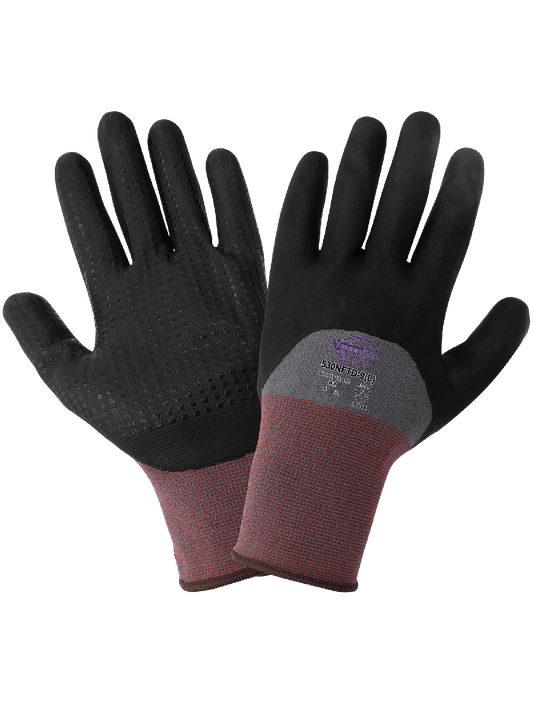 Tsunami Grip® Lightweight New Foam Technology Nitrile Three-Quarter Coated Nylon/Spandex Dotted Gloves with Cut, Abrasion, and Puncture Resistance - 530NFTD