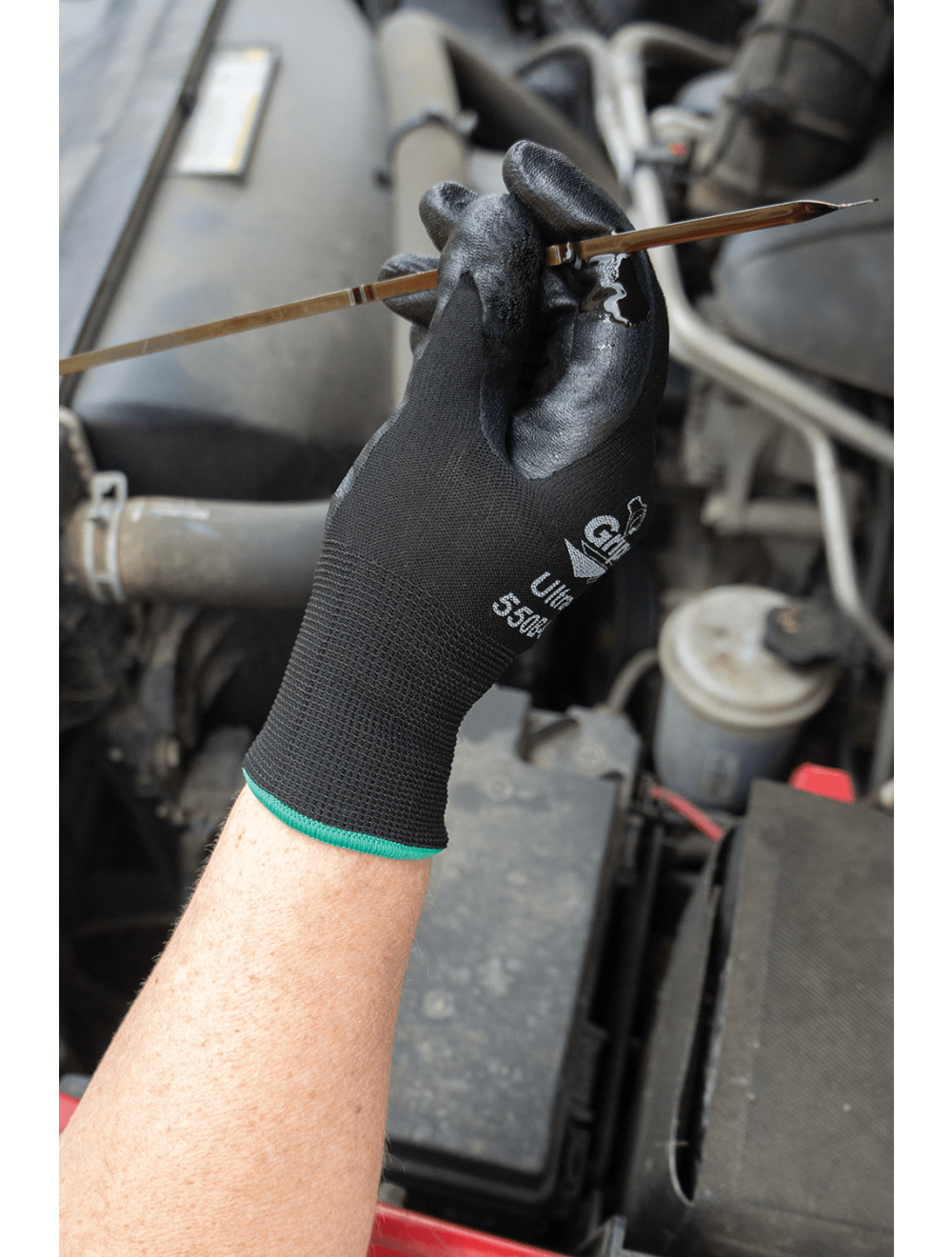 Gripster® Ultra-Lite Black Foam Nitrile Coated Nylon Gloves with Cut, Abrasion, and Puncture Resistance - 550B