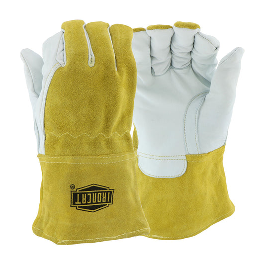 Ironcat® - Premium Top Grain Goatskin Leather MIG Welder's Glove with Split Cowhide Back and Fleece Lining