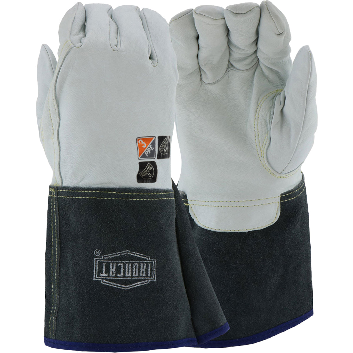 Ironcat® - AR Premium Kidskin Leather TIG Welder's Glove with Para-Aramid Cut Lining and Kevlar® Stitching - Gauntlet Cuff