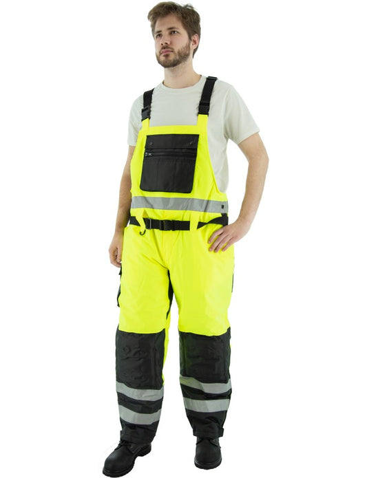 High Visibility Waterproof Bib Overall with Quilted Insulation, ANSI E