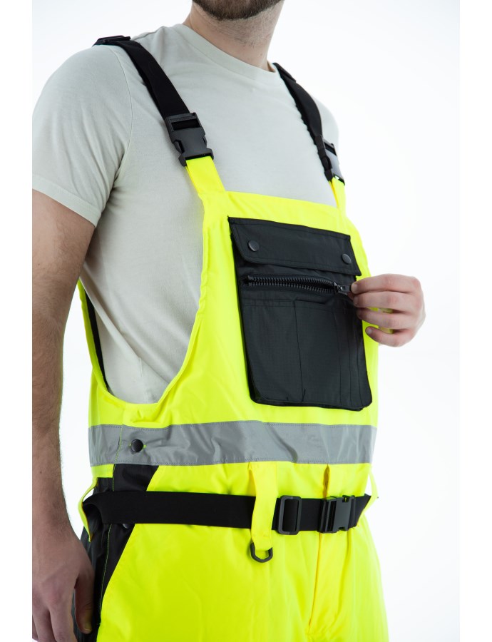 High Visibility Waterproof Bib Overall with Quilted Insulation, ANSI E