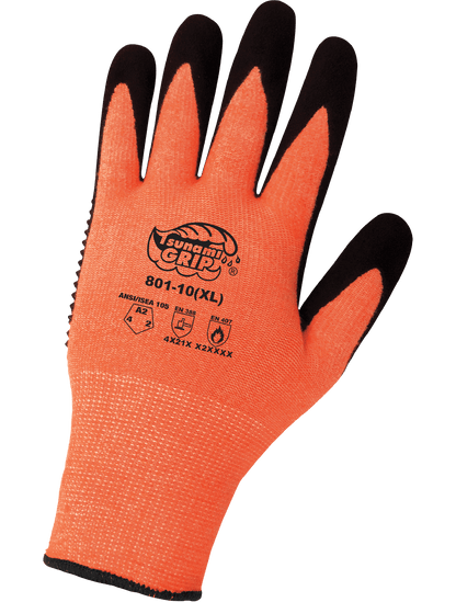 Tsunami Grip® Anti-Static/Electrostatic Compliant High-Visibility Nitrile Dotted Gloves with Cut, Heat, Abrasion, and Puncture Protection - 801