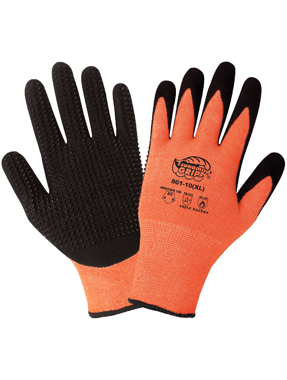 Tsunami Grip® Anti-Static/Electrostatic Compliant High-Visibility Nitrile Dotted Gloves with Cut, Heat, Abrasion, and Puncture Protection - 801