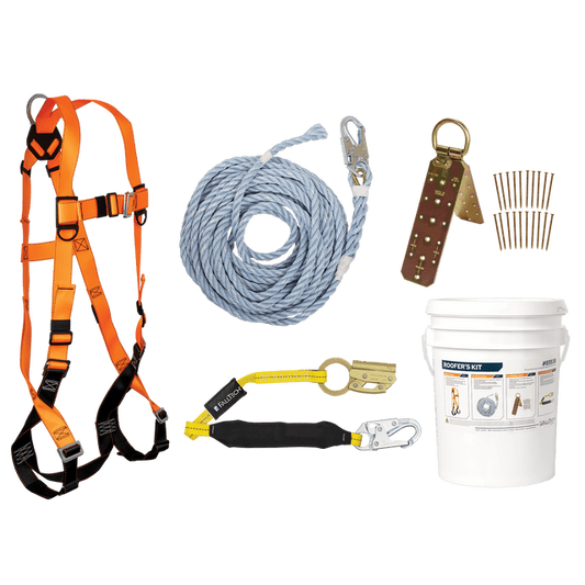 Roofer's Kit with Hinged Reusable Anchor and Manual Rope Adjuster - 8593B