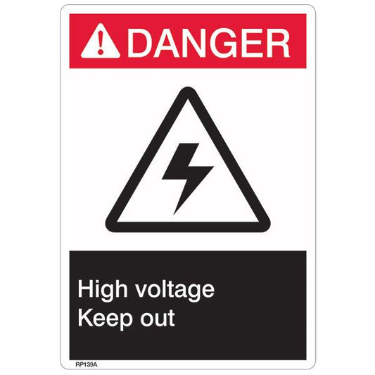 ANSI Z535 Rigid Plastic "Danger High Voltage" Sign