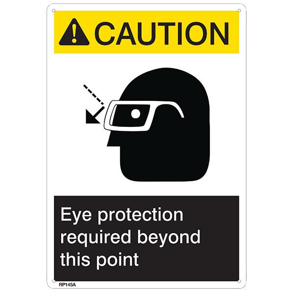 ANSI Z535 Rigid Plastic "Caution Eye Protection..." Sign