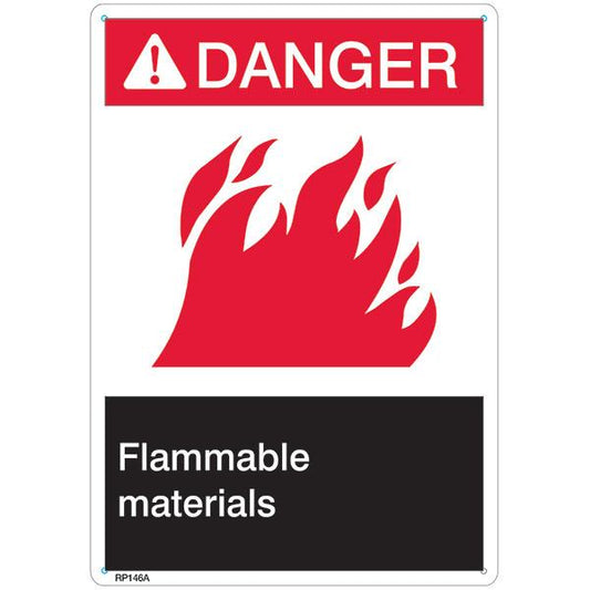 ANSI Z535 Rigid Plastic "Danger Flammable Materials" Sign