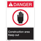 ANSI Z535 Rigid Plastic "Danger Construction Area" Sign